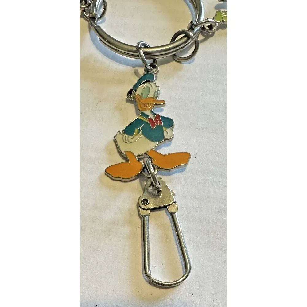 Disney Characters Keychain Metal & Enamel Mickey Head Split Ring w 3 Characters